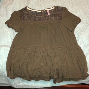 Xhilaration dark green, shirt sleeve shirt